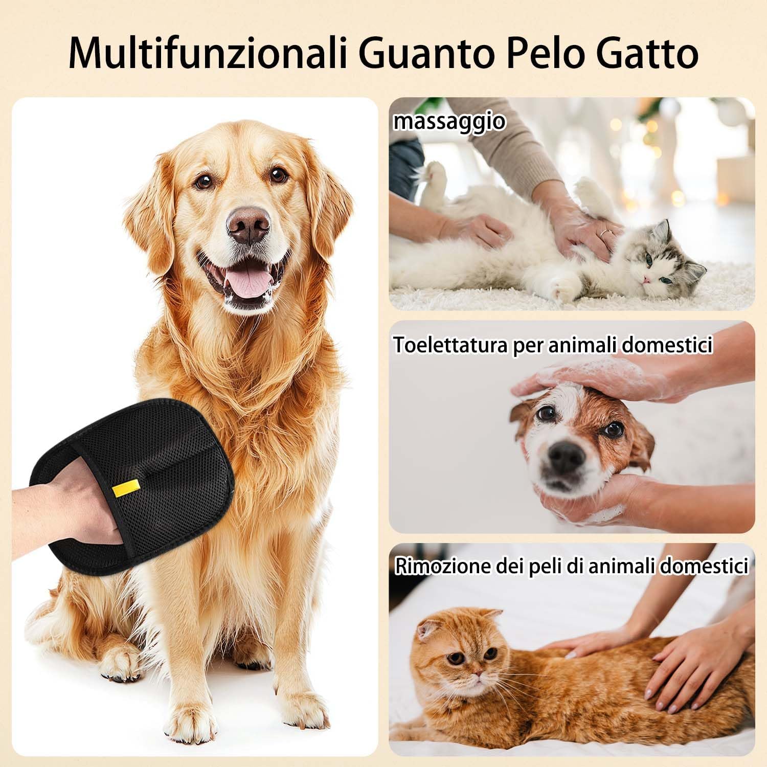 Static Pet Hair Removal Gloves - Grooming & Deshedding Gloves for Dogs Cats - Works on Sofa Carpet Clothes - Multi-Surface Brush