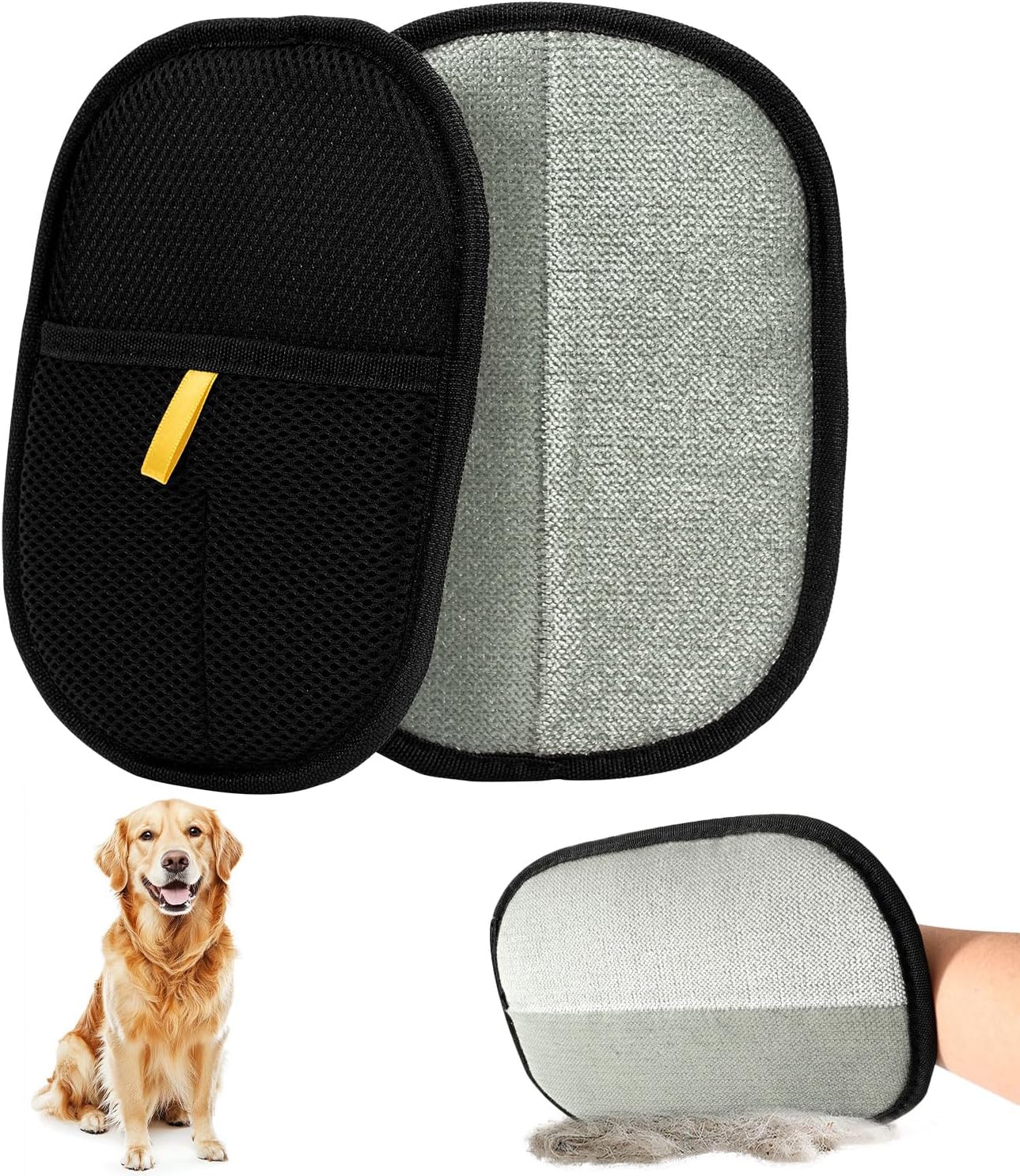 Static Pet Hair Removal Gloves - Grooming & Deshedding Gloves for Dogs Cats - Works on Sofa Carpet Clothes - Multi-Surface Brush